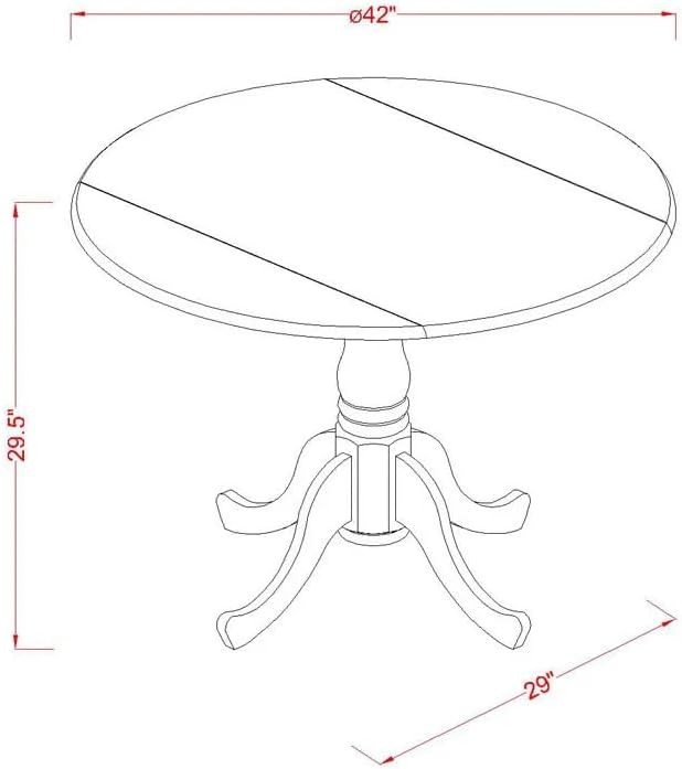 East West Furniture DLGA5-AWA-03 Dublin 5 Piece Set Consist of a Round Dining Room Table with Dropleaf and 4 Parson Kitchen Chairs, 42x42 Inch - LeafyLoom