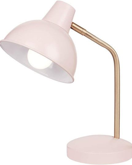 Globe Electric 67339 16" Desk Lamp, Matte Rose, Gold Arm, Clear Cord, in-Line On/Off Switch, Office Decor, Home Essentials, Reading Light, Room Lighting, Dorm - LeafyLoom