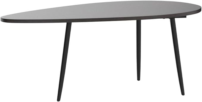 SAYGOER Oval Coffee Table Espresso Wood Mid Century Modern Coffee Tables Unique Retro Farmhouse Accent Center Sofa Rustic Table for Living Room Home Office Easy Assembly, Dark Brown - LeafyLoom