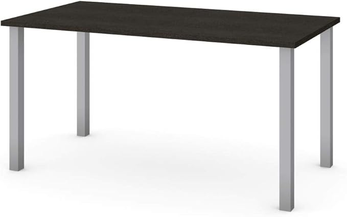 Bestar Universel Table Desk with Square Metal Legs, 60W x 30D, Deep Grey - LeafyLoom