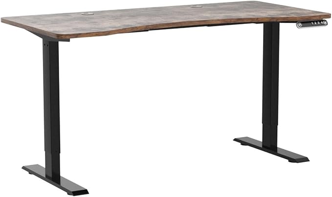 Radlove Dual Motor Height Adjustable Standing Desk, 63 x 30 Height Adjustable Computer Desk Sit Stand Desk Home Office Desks with Splice Board 265 lb Load Capacity Black Frame + Rustic Brown Top - LeafyLoom