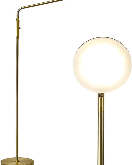 O’Bright Moon - Dimmable LED Floor Lamp, Adjustable Color Temperature for Bedside Reading, Work Light, Art/Crafting Light, Sewing, Ultra Flexible Gooseneck, Rotatable Lighting, Antique Brass (Gold) - LeafyLoom