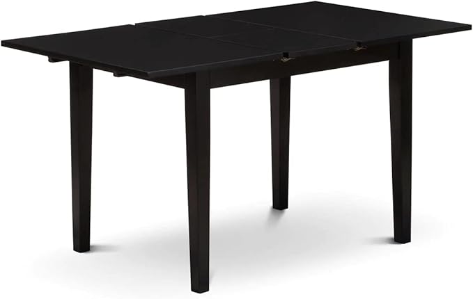 East West Furniture NODA3-BLK-C 3 Piece Dining Room Furniture Set Contains a Rectangle Wooden Table with Butterfly Leaf and 2 Linen Fabric Kitchen Dining Chairs, 32x54 Inch, Black - LeafyLoom