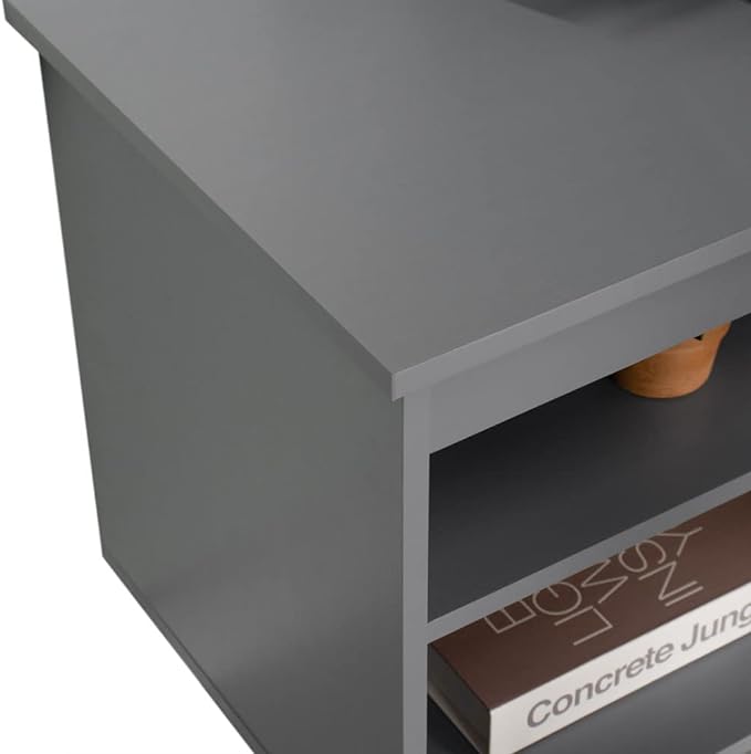 Madesa TV Stand Cabinet with 4 Shelves and Cable Management, Entertainment Center for TVs up to 55 Inches, Wooden, 23'' H x 15'' D x 53'' L – Grey - LeafyLoom