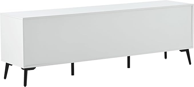 Merax Modern TV Stand for 70" Television, Entertainment Center with Adjustable Shelves, 1 Drawer, Open Shelf and Metal Feet, Media Console Table, for Living Room, 66.9 inch Length, White - LeafyLoom