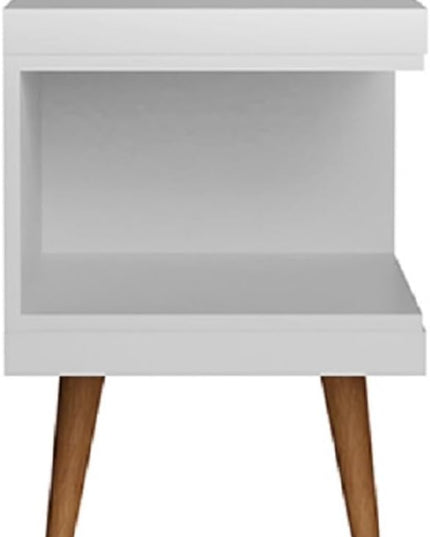 Manhattan Comfort Utopia 53.14" Freestanding Entertainment Center for Living Room, Mid Century Modern TV Stand with Shelves, Storage and Media Holes, Fits 50" Screens, 53.14 Inches, White - LeafyLoom