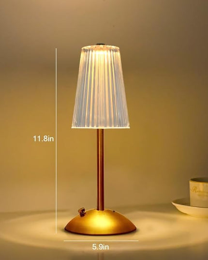 Portable Crystal Table Lamp,Cordless Metal Vintage Desk Lamp,3 Color Touch Control Rechargeable Lamp,3-Levels Brightness Room Decor Desk Lamp,Living Room,Kitchen,Dining Room Lamp (Gold-4) - LeafyLoom