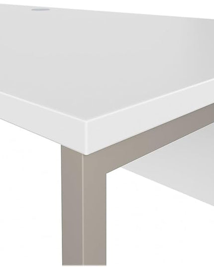 Bush Business Furniture Hybrid 72W x 30D Computer Table Desk with Metal Legs in White - LeafyLoom