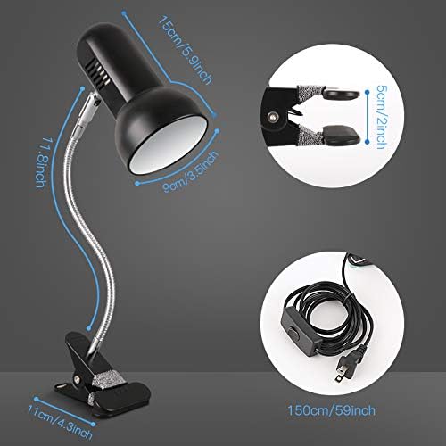 Clamp Desk Lamps 360 ° Flexible Clip on Light,Portable Book Reading Light,Clip on Desk/Table/Bed/Piano/headboard Light Home/Bedroom Lighting - LeafyLoom
