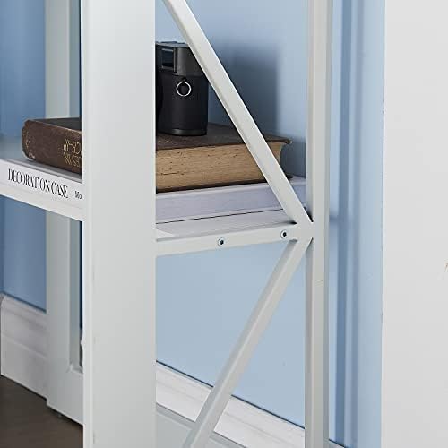 VECELO Corner Computer Desk Writing Smooth Keyboard Tray & Storage Shelves,Compact Home Office Triangle Table, White - LeafyLoom