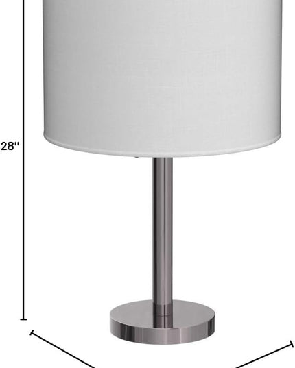 Adesso 4066-22 Boulevard Table Lamp, 28 in., 2 x 100 W Incandescent/26W CFL, Brushed Steel Finish, 1 Bedside Lamp - LeafyLoom
