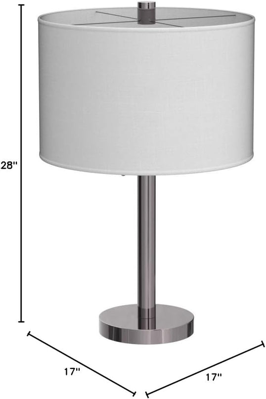 Adesso 4066-22 Boulevard Table Lamp, 28 in., 2 x 100 W Incandescent/26W CFL, Brushed Steel Finish, 1 Bedside Lamp - LeafyLoom