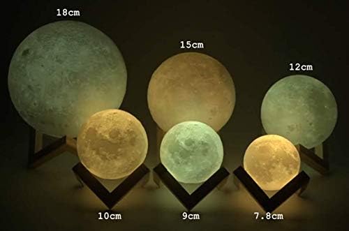 Moon Lamp - Unique Gift - 3D Print 3 Colors (Warn, Cool & Harvest) Lunar Lamp - Rechargeable and Touch Control Brightness (15cm) - LeafyLoom