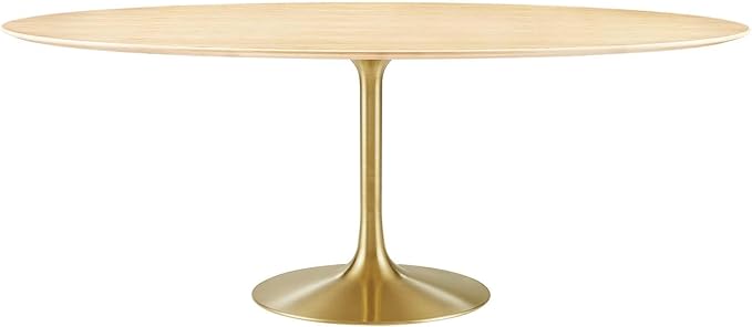 Modway Lippa Dining Table, 78", Gold Natural - LeafyLoom