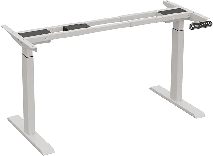Dual Motor Standing Desk Frame, Electric Adjustable Stand Up Desk Base Workstation for Home and Office, Adjustable Desk Legs for 48'' to 70'' Desk Tops (White Frame only) - LeafyLoom
