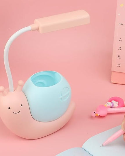ZYTC LED Desk Lamp Cartoon Snail Adjustable Foldable Reading Lamp Assorted Colors Eye Caring Table Lamp Light with USB Charging Port Built-in Battery for Student Study Work(Pink) - LeafyLoom