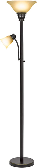 Catalina Lighting 18223-002 Transitional Uplight Floor Lamp with Reading Light, Standing Lamp, Living Room Light, LED Bulb NOT Included,71", Dark Bronze - LeafyLoom
