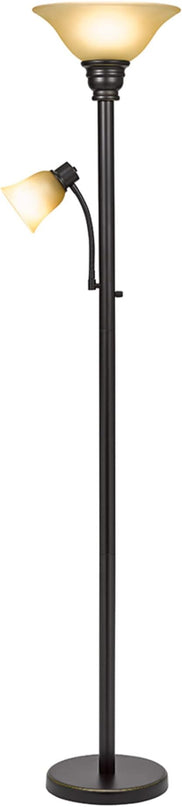 Catalina Lighting 18223-002 Transitional Uplight Floor Lamp with Reading Light, Standing Lamp, Living Room Light, LED Bulb NOT Included,71", Dark Bronze - LeafyLoom