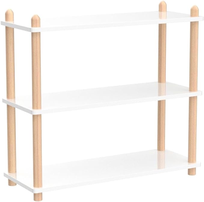 IOTXY 3-Tier Wooden Shelf Bookcase - Modern Open Bookshelf, Free Standing Storage Rack, Multifunctional Display Stand for Home and Office, White, Rectangle - LeafyLoom