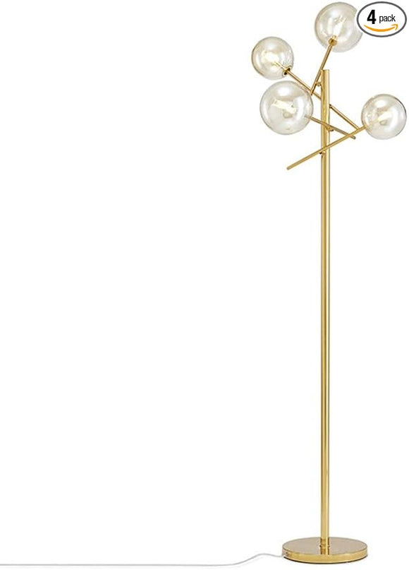 TD00145 Sputnik Chandelier Floor Lamp for Bedroom,4-Lights Glass Shade Floor Lamps for Living Room,Brass/Gold - LeafyLoom