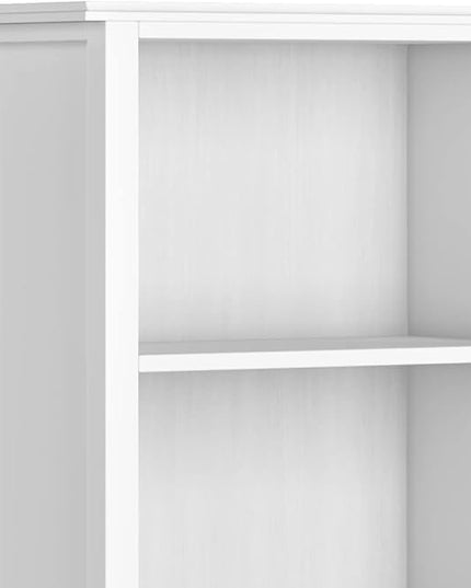 SIMPLIHOME Artisan SOLID WOOD 26 Inch Contemporary 5 Shelf Bookcase in White, For the Living Room, Study Room and Office - LeafyLoom