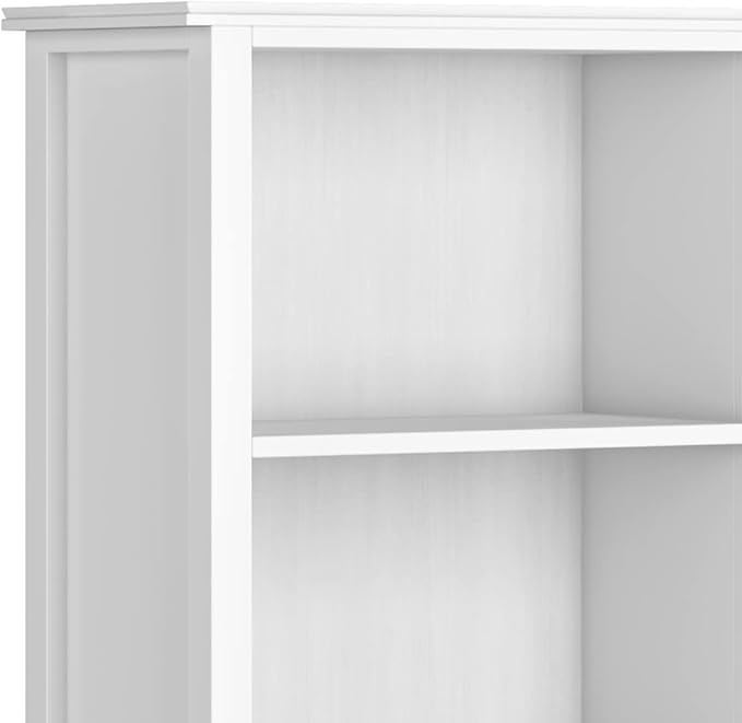 SIMPLIHOME Artisan SOLID WOOD 26 Inch Contemporary 5 Shelf Bookcase in White, For the Living Room, Study Room and Office - LeafyLoom