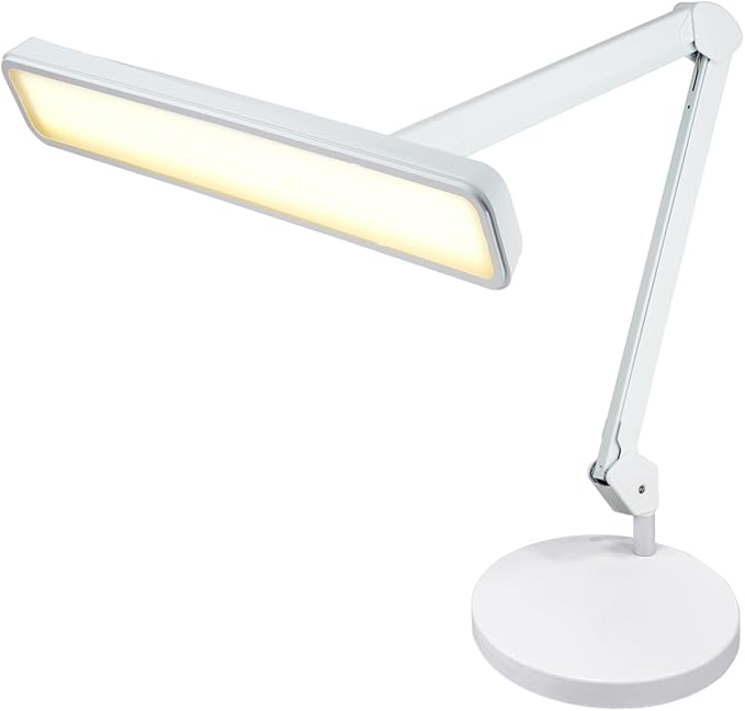 Neatfi (New Model XL 2,500 Lumens LED Task Lamp, 3 Light Modes, 3000-6000K Correlated Color Temperature, 30W Super Bright Desk Lamp, Dimmable, 162 Pcs SMD LED (CCT with Base, White) - LeafyLoom