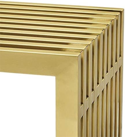 Modway Gridiron Contemporary Modern Gold Stainless Steel Console Table - LeafyLoom