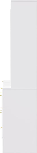 Merax 4-Piece Entertainment Wall Unit with 13 Shelves, 8 Drawers, and 2 Cabinets, Multifunctional TV Stand Media Storage Cabinet with Fluted Line Surface for Living Room, White - LeafyLoom
