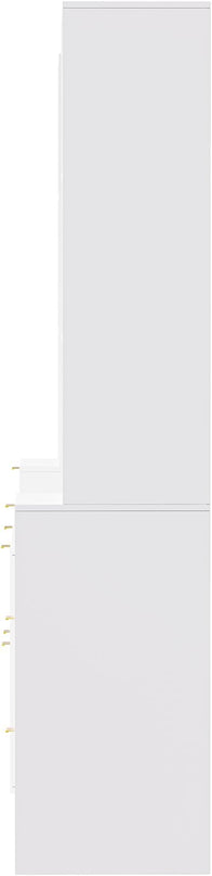 Merax 4-Piece Entertainment Wall Unit with 13 Shelves, 8 Drawers, and 2 Cabinets, Multifunctional TV Stand Media Storage Cabinet with Fluted Line Surface for Living Room, White - LeafyLoom