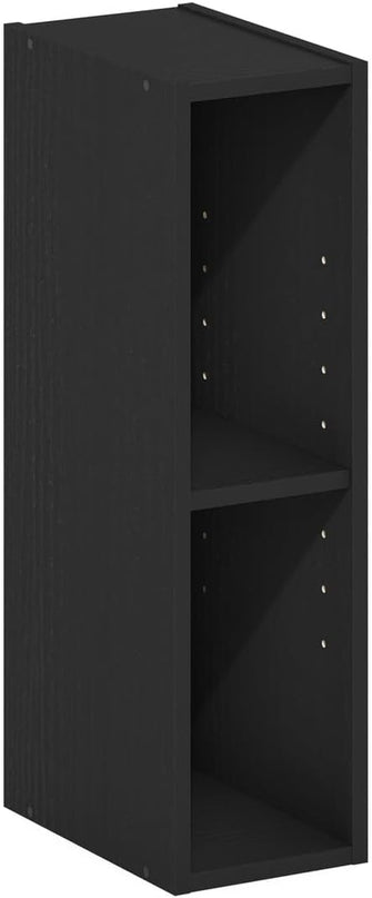 Furinno Fulda 2-Tier Space Saving Storage Shelf Bookcase, 6-Inch Width, Blackwood - LeafyLoom