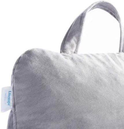 LINENSPA Reading Pillow with Shredded Memory Foam- Back Pillow for Sitting in Bed, Reading, Gaming, Watching TV – Bed Chair Pillow with Arms X-Large, Dorm Room Essentials, Stone - LeafyLoom