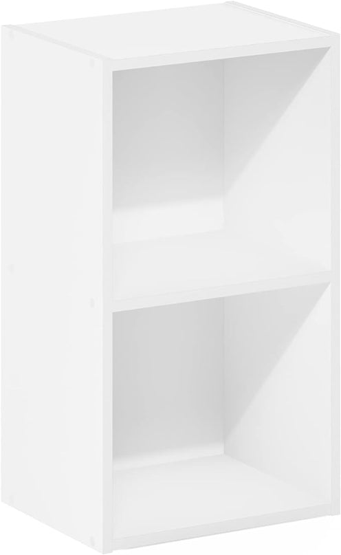 Furinno Luder Bookcase / Book / Storage, 2-Tier Cube, White - LeafyLoom