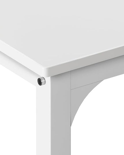 soges 4 Person Dining Table Set,43.3 inch Kitchen Table Set for 4,2 Chairs with Backrest,2-Person Bench with Storage, White Rack,Nesting Furniture Set for Dining Room and Restaurant, White - LeafyLoom