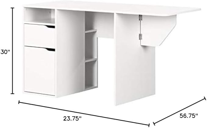 South Shore Crea Expandable Craft Table-Pure White - LeafyLoom