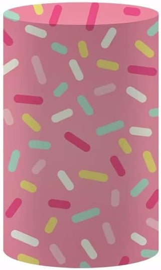 Donut Theme Pedestal Cover for Girl Birthday Party Baby Shower Baptism Communion Christening Cylinder Cover Photography Decoration Circus Event Plinth Cover Dia56 H60 - LeafyLoom