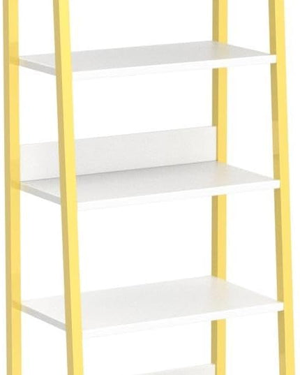 IOTXY 5 Tier Open Bookshelf - Steel and Wood Display Stand, 50CM Width Floor-Standing Bookcase, Gold - LeafyLoom