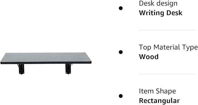 Folding Wall Desk, Wall Desk Fold Down Wall Mounted Desk for Small Space, Floating Desk (Black, Medium) - LeafyLoom