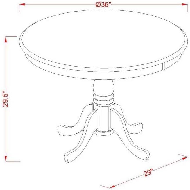 East West Furniture Dining Table, 36x36 Inch, AMT-OBL-TP - LeafyLoom