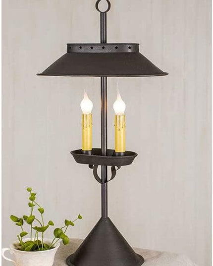 Double Candle Desk Lamp in Rustic Brown - LeafyLoom