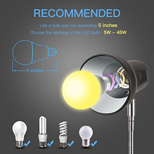 Clamp Desk Lamps 360 ° Flexible Clip on Light,Portable Book Reading Light,Clip on Desk/Table/Bed/Piano/headboard Light Home/Bedroom Lighting - LeafyLoom
