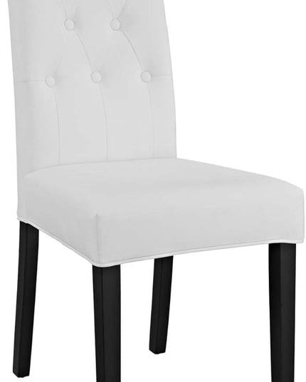 Modway Confer Modern Tufted Faux Leather Upholstered Parsons Four Dining Chairs in White - LeafyLoom