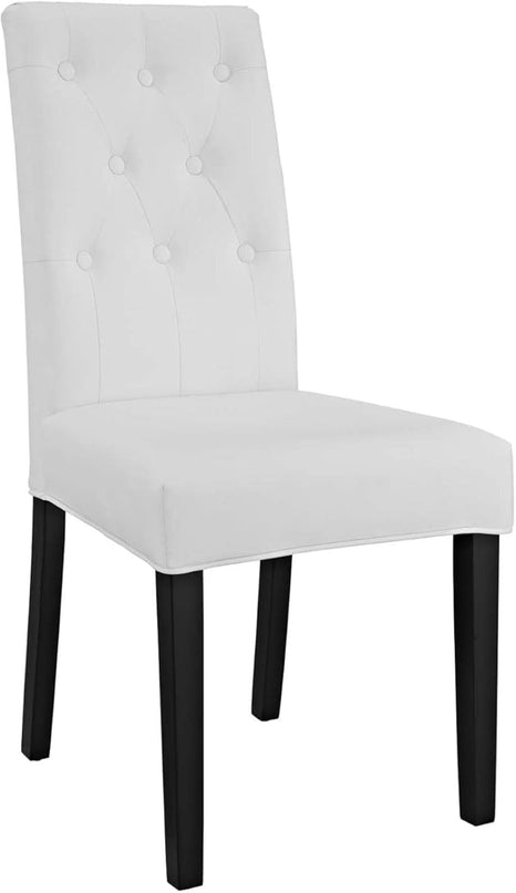 Modway Confer Modern Tufted Faux Leather Upholstered Parsons Four Dining Chairs in White - LeafyLoom