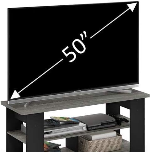 Furinno JAYA TV Stand, French Oak Grey/Black - LeafyLoom