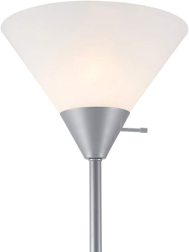 Globe Electric 67150 72" Floor Lamp, Silver, White Plastic Shade, On/Off Rotary Switch on Shade, Floor Lamp for Living Room, Floor Lamp for Bedroom, Home Improvement, Home Office Accessories - LeafyLoom