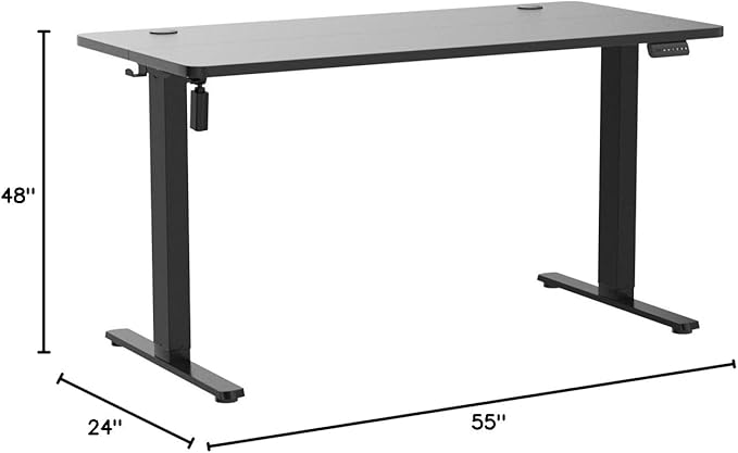 SMUG Standing Desk, Adjustable Height Electric Sit Stand Up Down Computer Table, 55x24 Inch Ergonomic Rising Desks for Work Office Home, Modern Gaming Desktop Workstation, Black - LeafyLoom