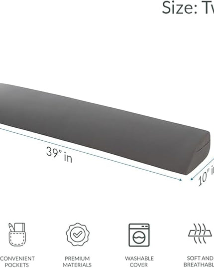 Hearth & Harbor Bed Wedge Pillow for Headboard, Bed Gap Filler Twin Size with Side Pockets, Headboard Wedge Pillow for Sleeping, Triangle Mattress Gap Filler 39”x10” Pillow Wedge for Headboard Gap - LeafyLoom