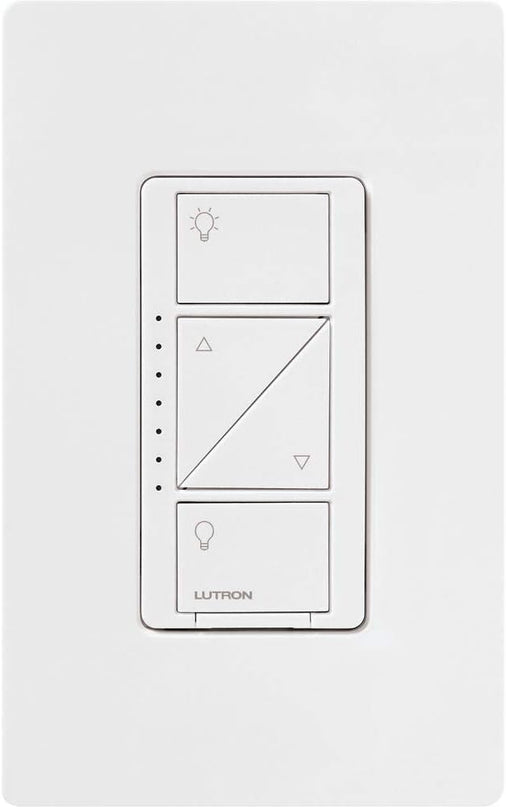 Lutron Caseta Original Smart Dimmer Switch With Wallplate (Lutron Smart Hub Required), for LED Lights, 150 Watt, Single-Pole/3-Way, No Neutral Required, PDW-6WCL-WH-A, White Lutron