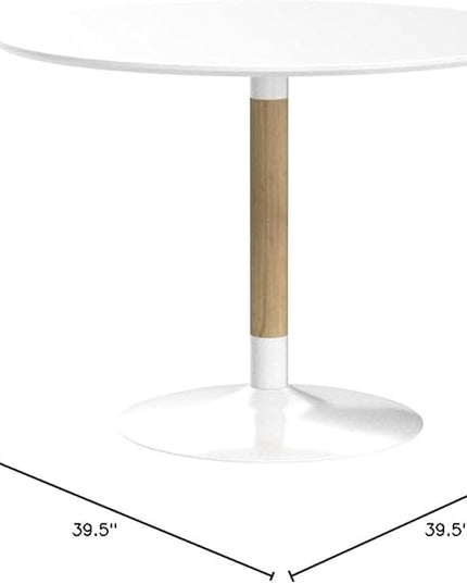 Modway Whirl 40" Contemporary Modern Round Kitchen and Dining Table in White - LeafyLoom