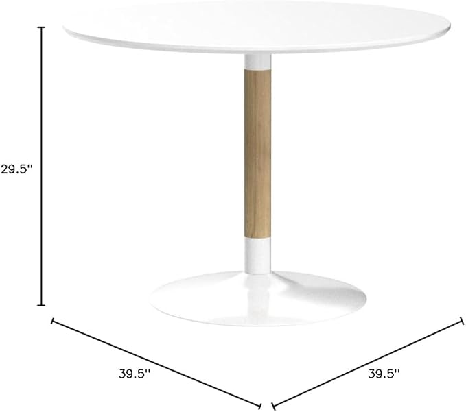 Modway Whirl 40" Contemporary Modern Round Kitchen and Dining Table in White - LeafyLoom